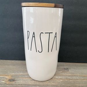 Rae Dunn PASTA Ceramic Cellar Canister Wooden Lid Magenta Artisan NEW LL